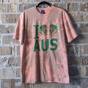 Oz Wear Heavyweight Tie Dye I Heart AUStralia Surfer T-Shirt Orange Large